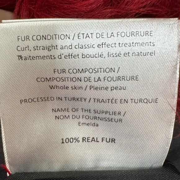 NWT Nour Hammour Aimée Shearling Fur Coat in Crimson/Oxblood red